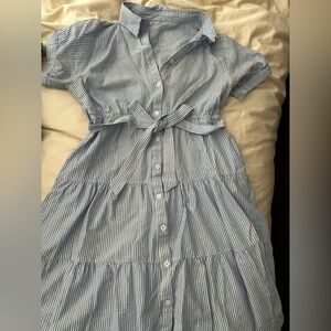 Amazon Light Blue Striped Midi Dress